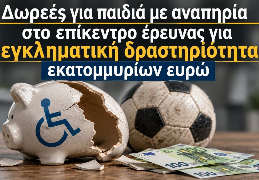 Δωρεές για παιδιά με αναπηρία στο επίκεντρο έρευνας για εγκληματική δραστηριότητα εκατομμυρίων ευρώ